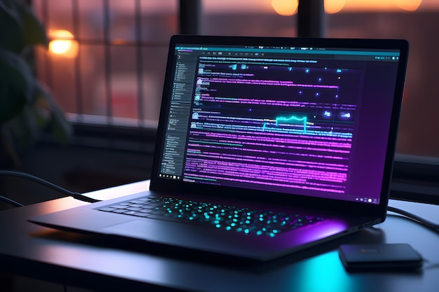 Imagem de um computador com código HTML
